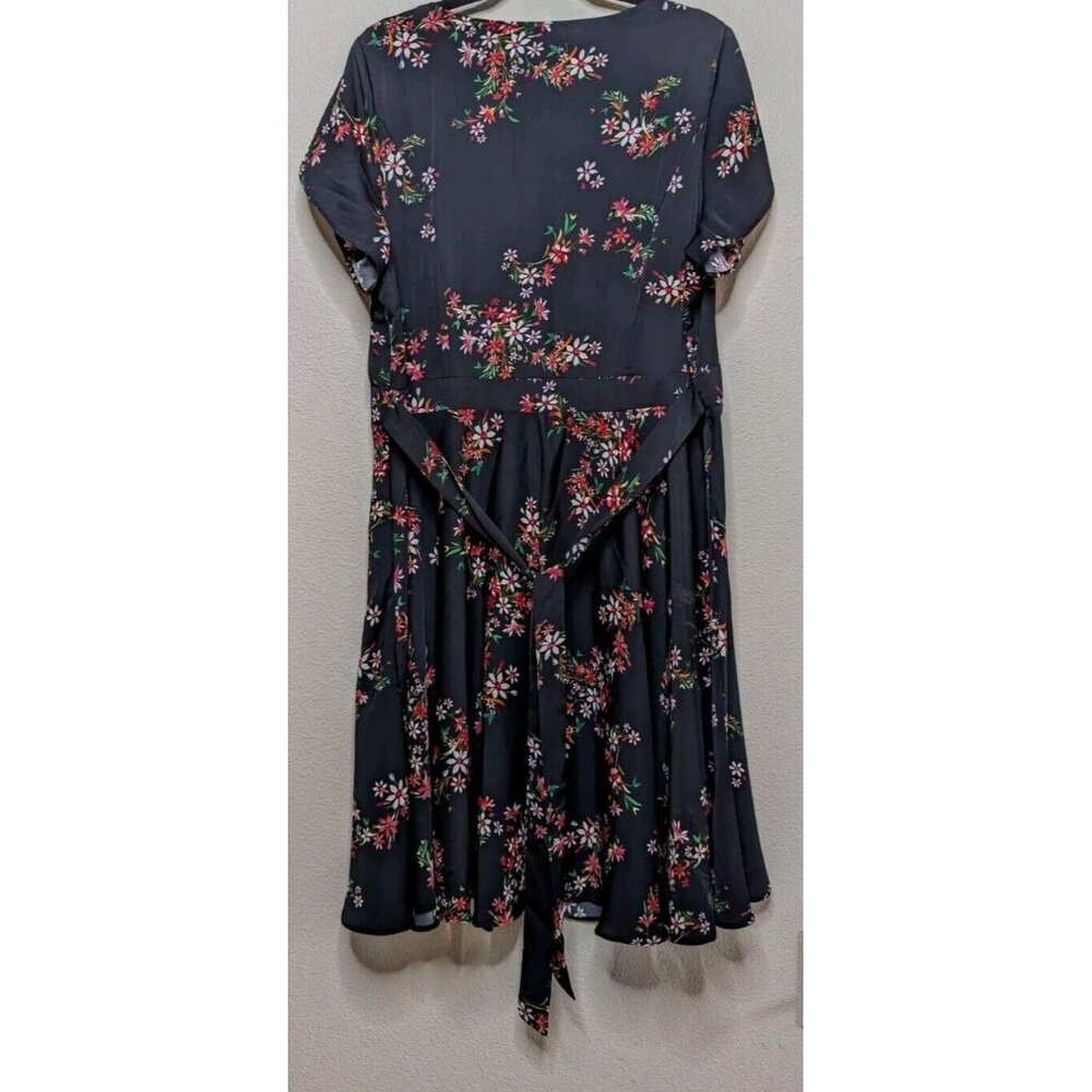CITY CHIC Dress Size 18 Black Floral Sundress Knee Length Boho Summer Wedding C6 - Picture 7 of 16